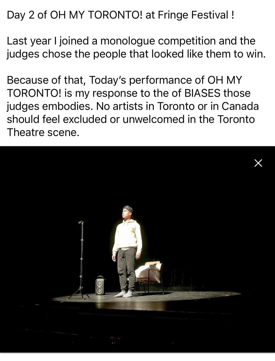JamesJumaway's tweet photo. My personal experience in the Toronto Theatre scene has shaped who I am as an artist and while the experience isn’t always pretty, I am forever grateful to this wonderful city and country for all the good it has provided me! So THANK YOU VERY MUCH ! #fringeTO https://t.co/KMLTOht2gV