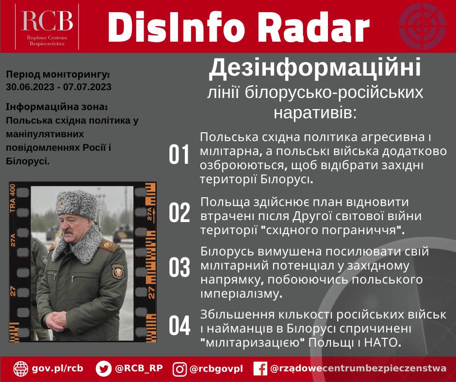 Польська східна політика під прицілом білоруської та російської пропаганди.

У #DisInfoRadar ми наводимо вибрані дезінфотези, поширені каналами комунікації, які контролюються білоруським та російським апаратом впливу.

Перевіряй інформацію і не дай себе обманути!