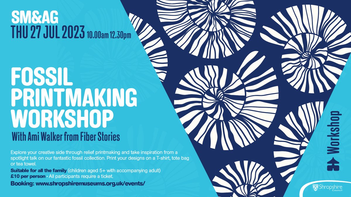 Shrewsbury Museum (@shrewsmuseum) on Twitter photo #Fossil Printmaking with Fiber Stories
THUR 27 JUL
10AM - 12:30PM
#Explore your creative side through relief #printmaking. Ages 5+ with adult
All participants require a ticket
#art #fun
To book:orlo.uk/1B2Wo
<a href="/BictonSchool/">Bicton School</a> <a href="/GreenfieldsSch/">Greenfields Primary</a> <a href="/SevernMulti/">Severn Bridges Multi Academy Trust</a> <a href="/Oakmeadow/">Oakmeadow CE Primary & Nursery</a> #Fossil Printmaking with Fiber Stories
THUR 27 JUL
10AM - 12:30PM
#Explore your creative side through relief #printmaking. Ages 5+ with adult
All participants require a ticket
#art #fun
To book:orlo.uk/1B2Wo
<a href="/BictonSchool/">Bicton School</a> <a href="/GreenfieldsSch/">Greenfields Primary</a> <a href="/SevernMulti/">Severn Bridges Multi Academy Trust</a> <a href="/Oakmeadow/">Oakmeadow CE Primary & Nursery</a>