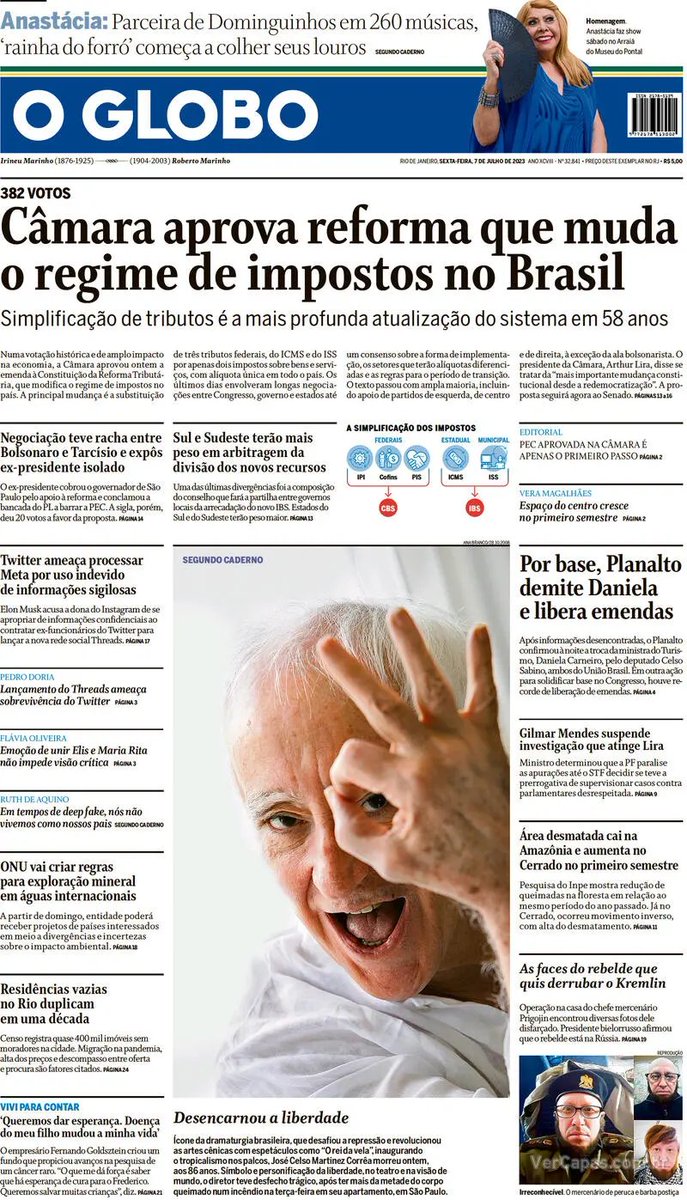 Capas dos jornalões
Zé Celso ❤️