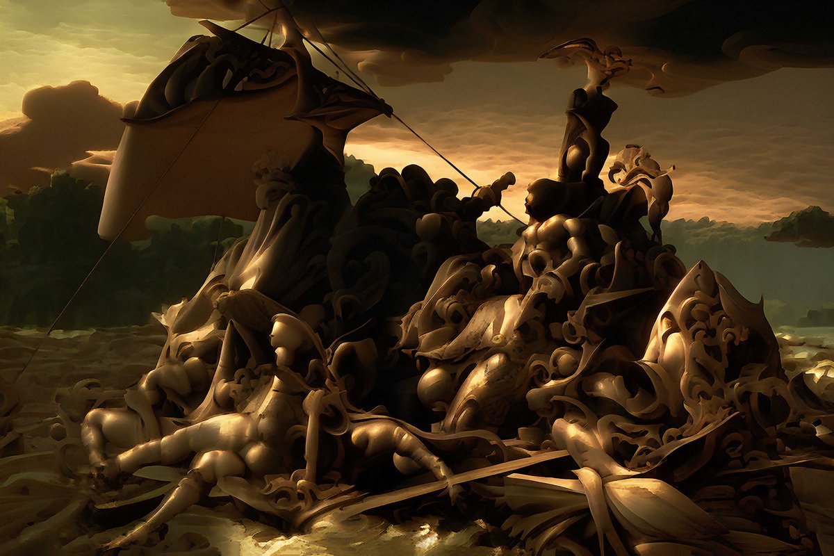 🎨 Get ready to be blown away by The Raft Reimagined Collection! 🌊🤩 Immerse yourself in the world of AI-generated masterpieces with 50 one-of-a-kind NFTs inspired by Théodore Géricault's iconic painting. Don't miss your chance to own a piece of digital art history! #NFT #Art