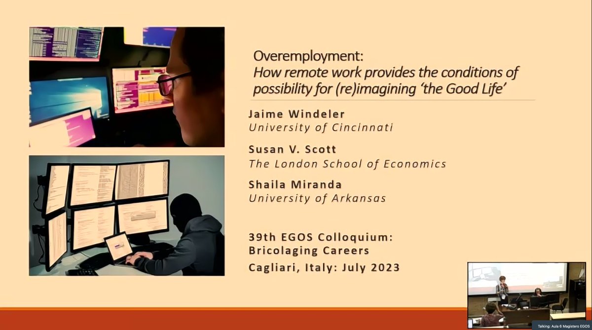 Feeling overworked? Spare a thought for the subjects of Susan Scott, <a href="/shailamiranda/">Shaila Miranda</a> and Jaime Windeler's study on #overemployment - these are #remote #workers doing two or more *full-time* jobs in the same window of time for multiple employers 😲🤯#EGOS2013