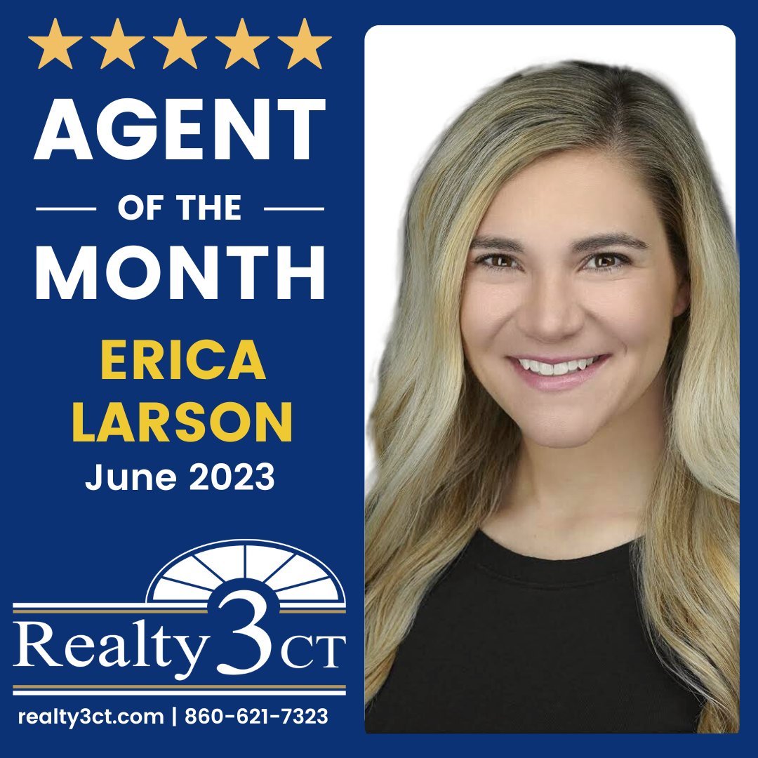 Please help us congratulate Erica Larson, Realtor®️ , for being our June TOP Realtor of the MONTH!
⭐⭐⭐⭐⭐

#Realty3CT #EricaLarson #CTRealtor #southingtonct #southington #ctrealestate #watertown #homesales