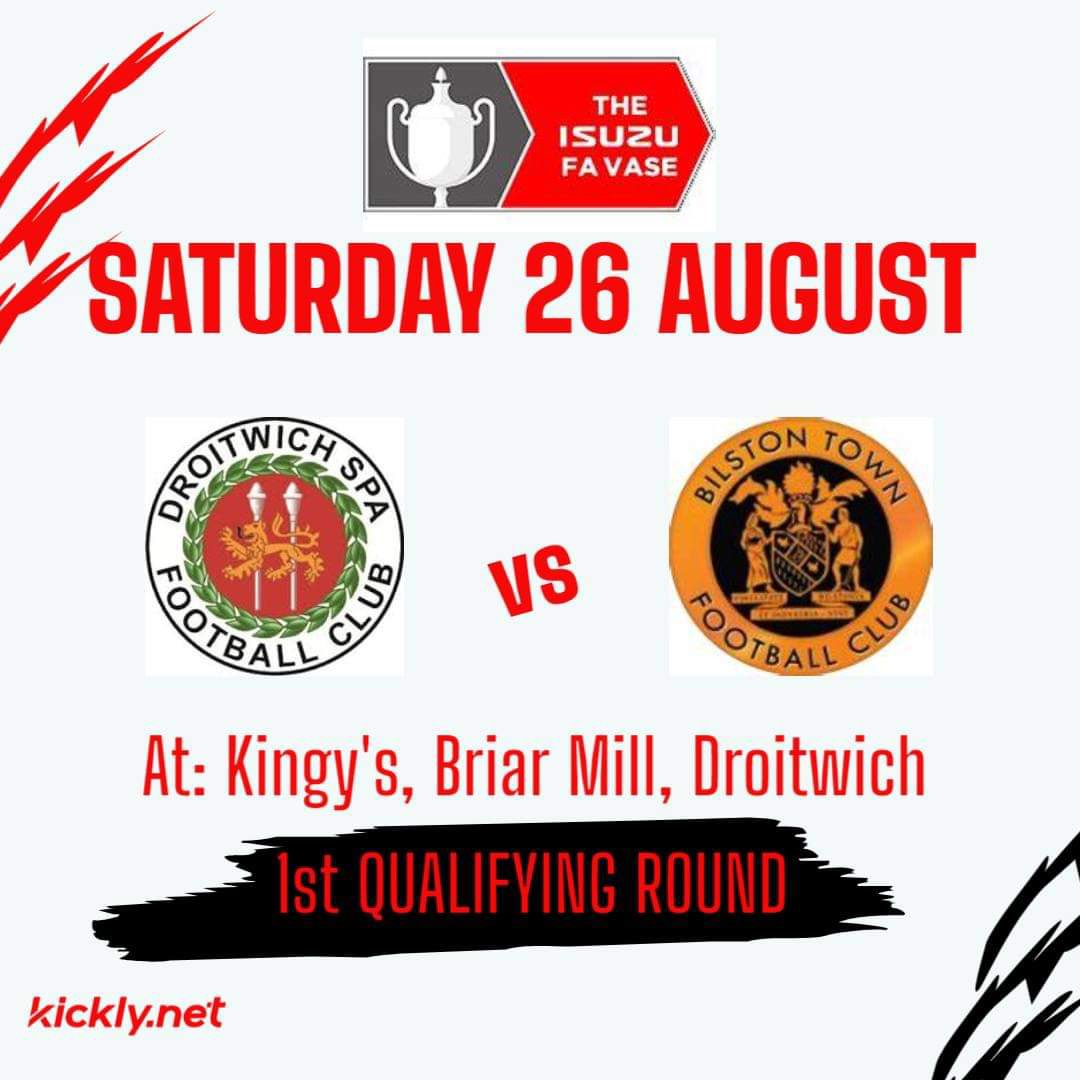 DroitSpaFC's tweet photo. FA VASE

Spa are back the FA Vase for the 2023/24 Season. The Draw has been done Today and in the 1st Qualifying Round we have been drawn at Home. Bilston Town will visit Kingy’s on Saturday August 26th https://t.co/E9pjSmVZm4