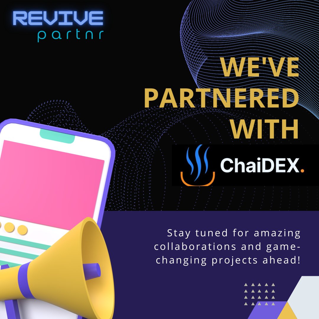 PartnrNetwork's tweet photo. 🌟 Exciting news! 🤝 

@chaidexHQ   
Partnr has partnered with Chai DEX, a Multi-Chain Hybrid DEX. Trade seamlessly across protocols without the need for bridging solutions or wrapped tokens. Stay tuned for enhanced DeFi experiences! 💱🔄 

#Partnr #ChaiDEX #MultiChainDEX #DeFi https://t.co/eKvFuWotGm