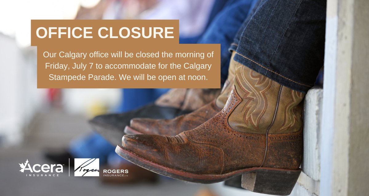 Our Calgary office will be closed for the morning of Friday, July 7, 2023, to accommodate for the Calgary Stampede Parade. We will resume our regular business hours at noon. If you have an emergency claim, please call 1.866.212.3239.