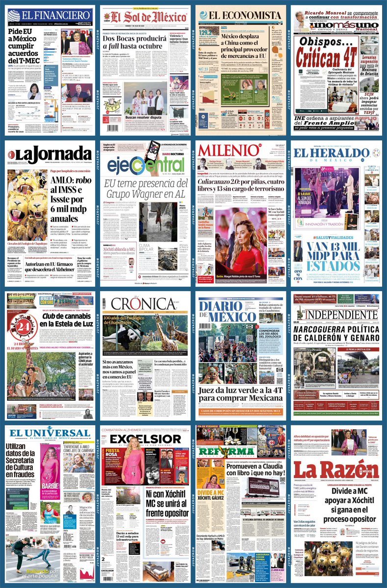 #PrimerasPlanas 
📰🗞☕️ 🇲🇽de los diarios impresos del País hoy #7Julio #FelizViernesATodos @dreyesmty @MalenaRA 
@ReporteroUrban  @LoQuePasaEnNL @QuePasaEnSN @Apodaca_News @ComunidadMTY @raytep #Noticias #News #Monterrey #NuevoLeon #Mexico #CDMX 📰🗞️☕️