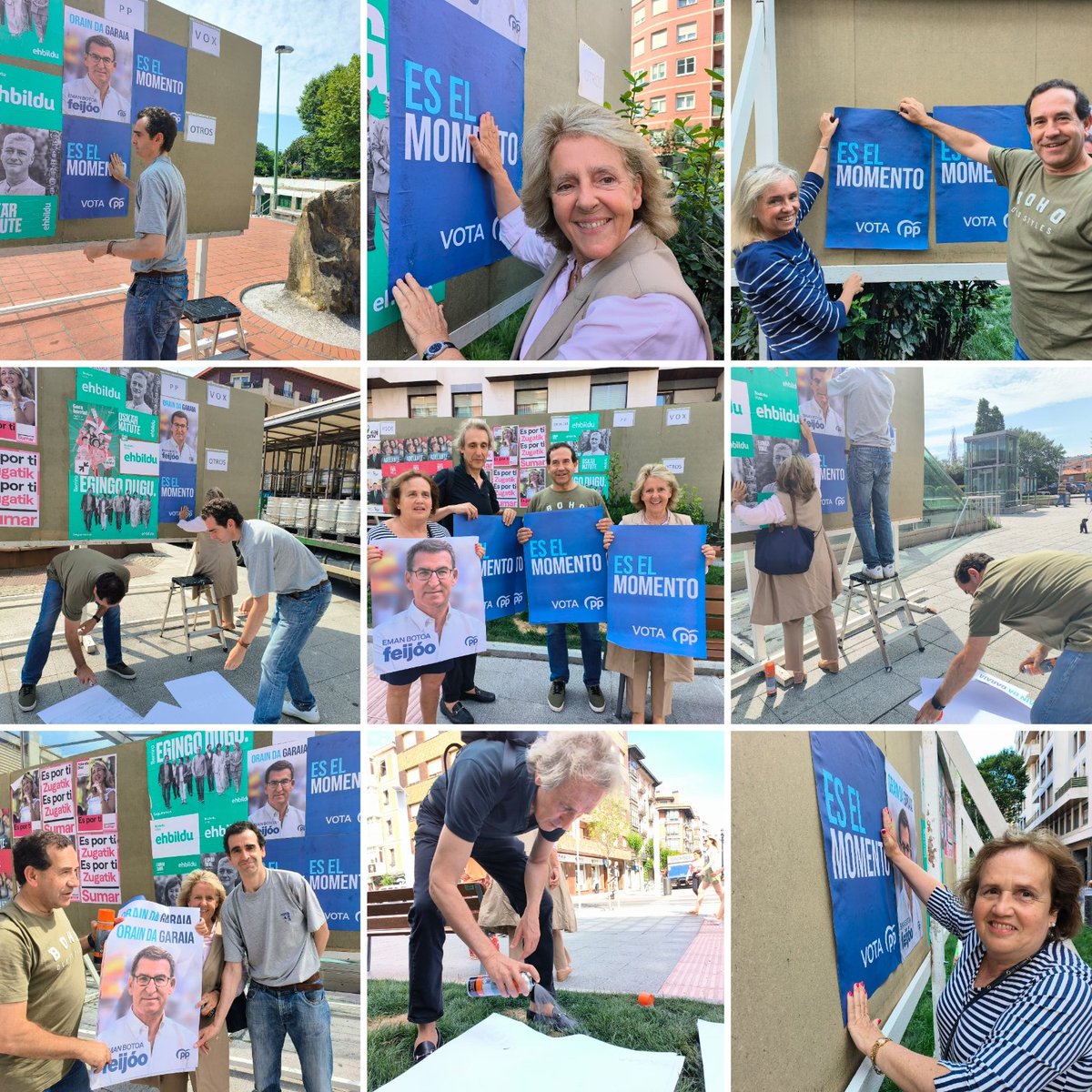 Arrancamos la campaña en #Getxo con la pegada de carteles

🗳️El #23J traerá el cambio a #España
🗳️El #23J acabaremos con el #sanchismo

#EsElMomento de <a href="/NunezFeijoo/">Alberto Núñez Feijóo</a>
#EsElMomento del <a href="/ppopular/">Partido Popular</a>

#VotaPP