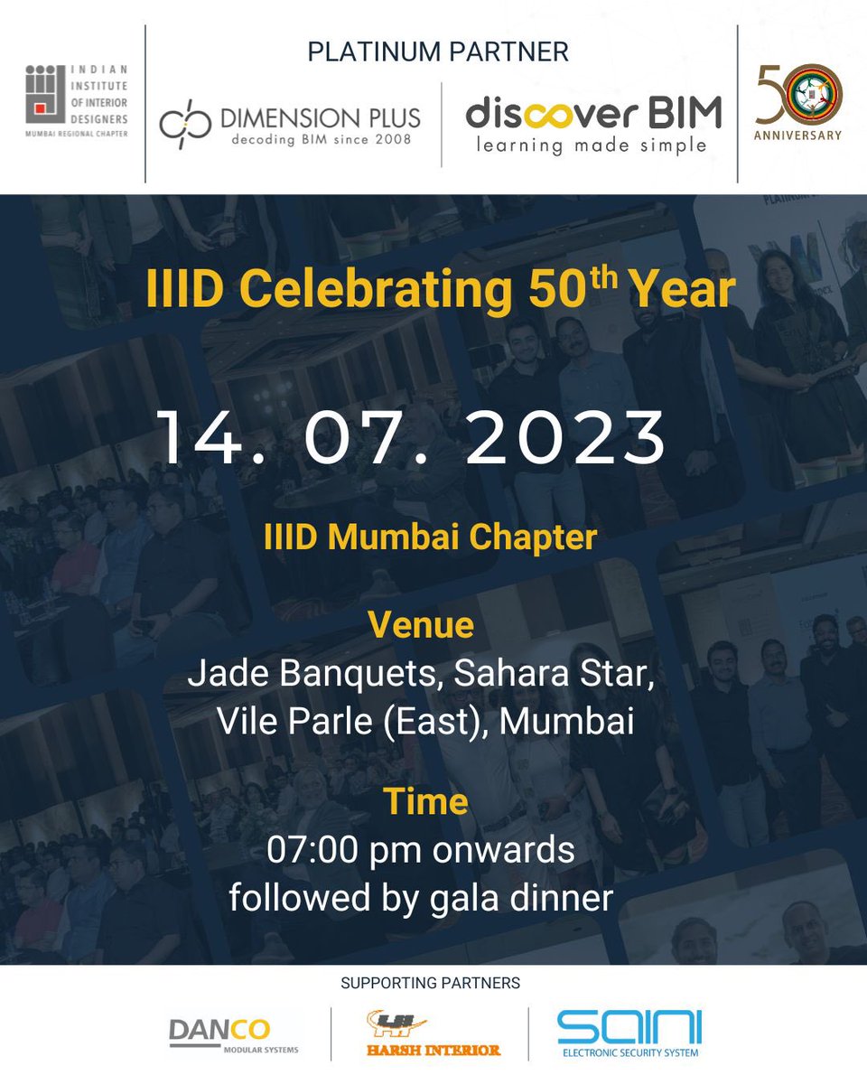 dimensionplus1's tweet photo. π£ Save the Date! IIID Event is Coming Your Way! πβ¨
ποΈ Date: 14th July 2023
β° Time: 7:00 pm onwards followed by gala dinner
π Location: Jade Banquets, Sahara Star, Vile Parle (East), Mumbai
#IIIDEvent #IIIDMumbaichapter #dimensionplus #discoverbim #platinumpartner https://t.co/GDXcleZKzz