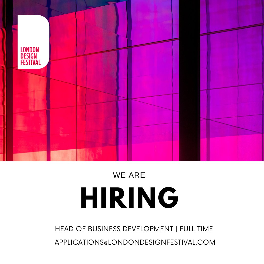 L_D_F's tweet photo. We are #hiring! We are look for a Head of Business Development. If you are interested or know someone who might be, get in touch! You can find out more via the link below. 👇
https://t.co/i5JSRdYUVE
#londondesignfestival #headofbusinessdevelopment #designjobs https://t.co/rpisENYmfg