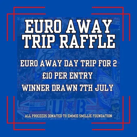 UnionBears_07's tweet photo. Entries for our Euro Trip for 2 raffle close at 5pm!

The winner will receive a Corporate Euro Trip of their choice for 2, including ticket and travel. Each entry costs £10. All proceeds will be donated to the Emmie Smillie Foundation. 

To enter:  
https://t.co/756pcF7G42 https://t.co/fDgZ6Ioc9c