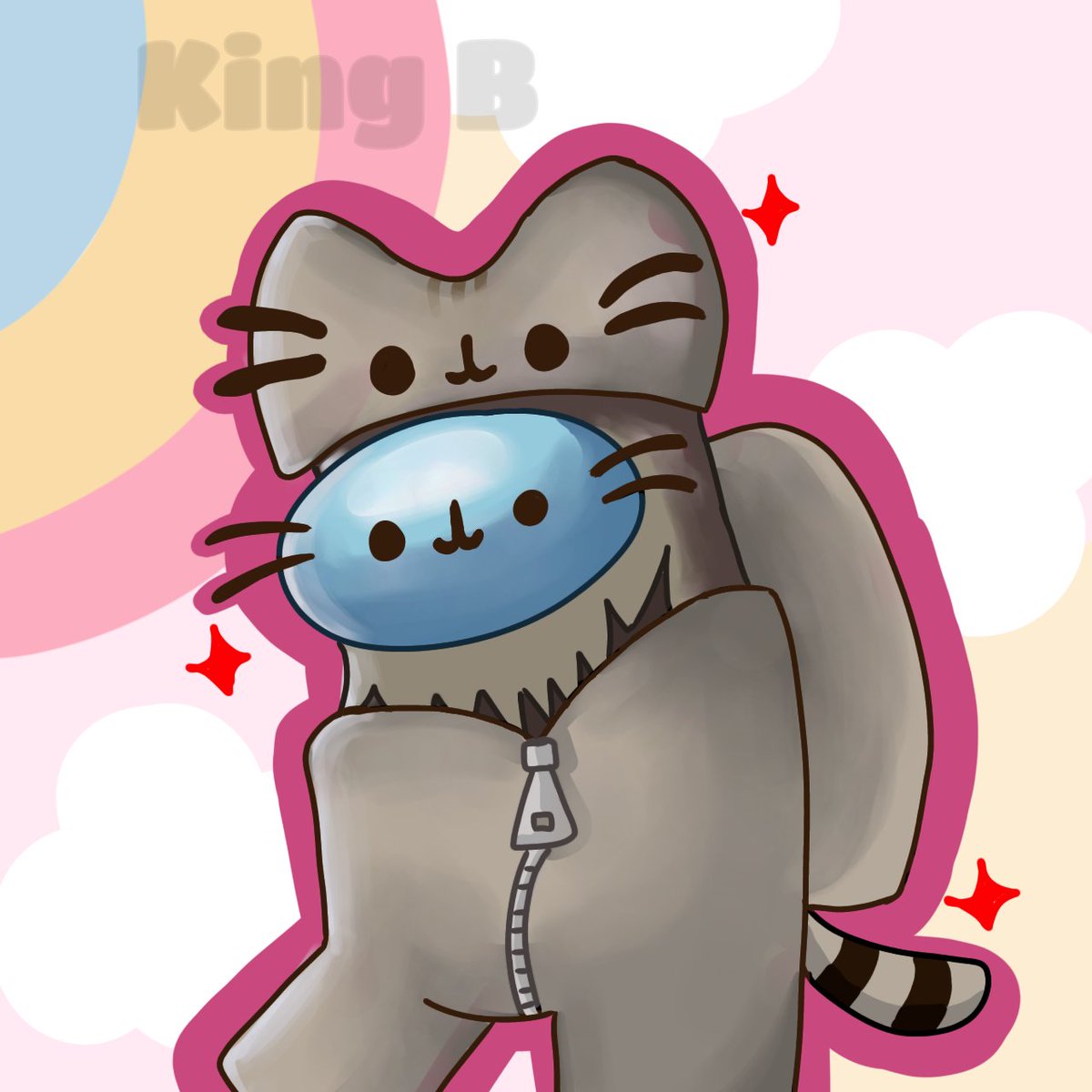 KingBAnimation1's tweet image. Omg new art??? Anyways, pusheen is among us #AmongUs #amongusfanart #amongusart