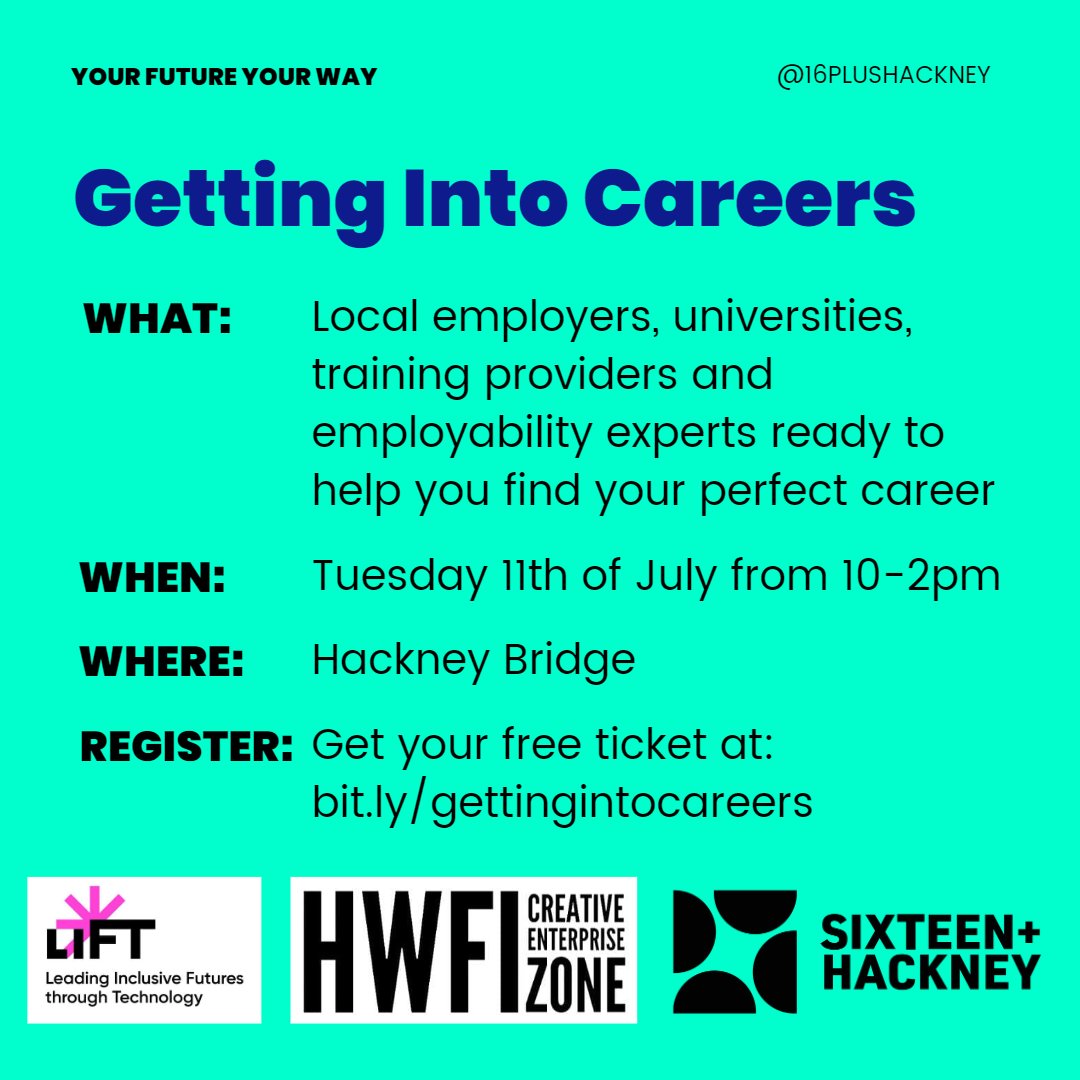 Kickstart your career with us next Tuesday at #HackneyBridge from 10am-2pm. It's a chance to learn about different career paths, network with professionals, and get advice. Get your free ticket here: bit.ly/gettingintocar… #YourFutureYourWay