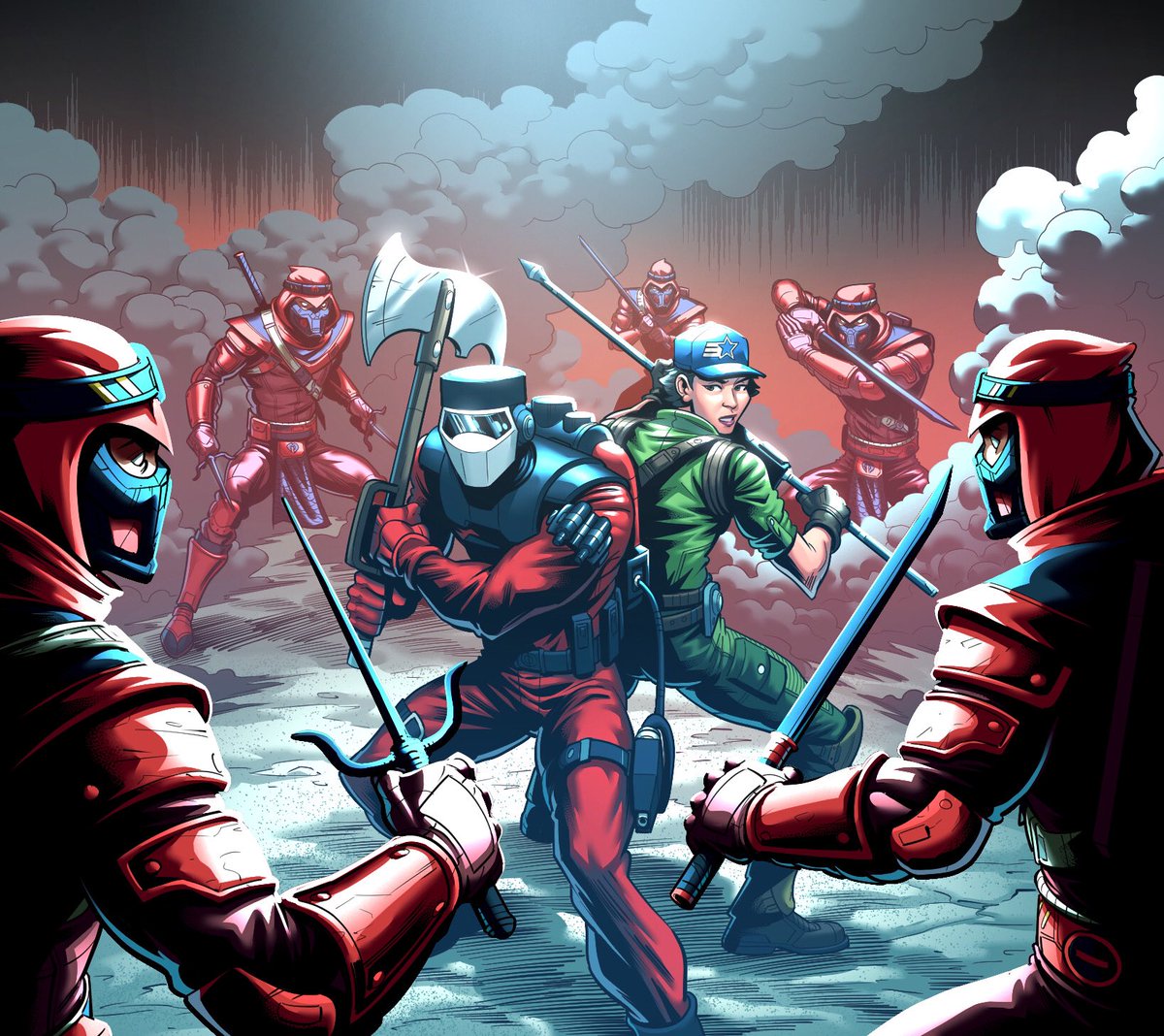kyleP_Art's tweet image. Last year I got to work on a batch of card art for the GI Joe: Mission Critical Midnight Storm expansion from @PlayRenegade Here’s another new card piece. “Time to Party” - Barbeque and Lady Jaye are surrounded by Cobra Red Ninjas.
#gijoe #renegadegamestudios #ladyjaye #hasbro