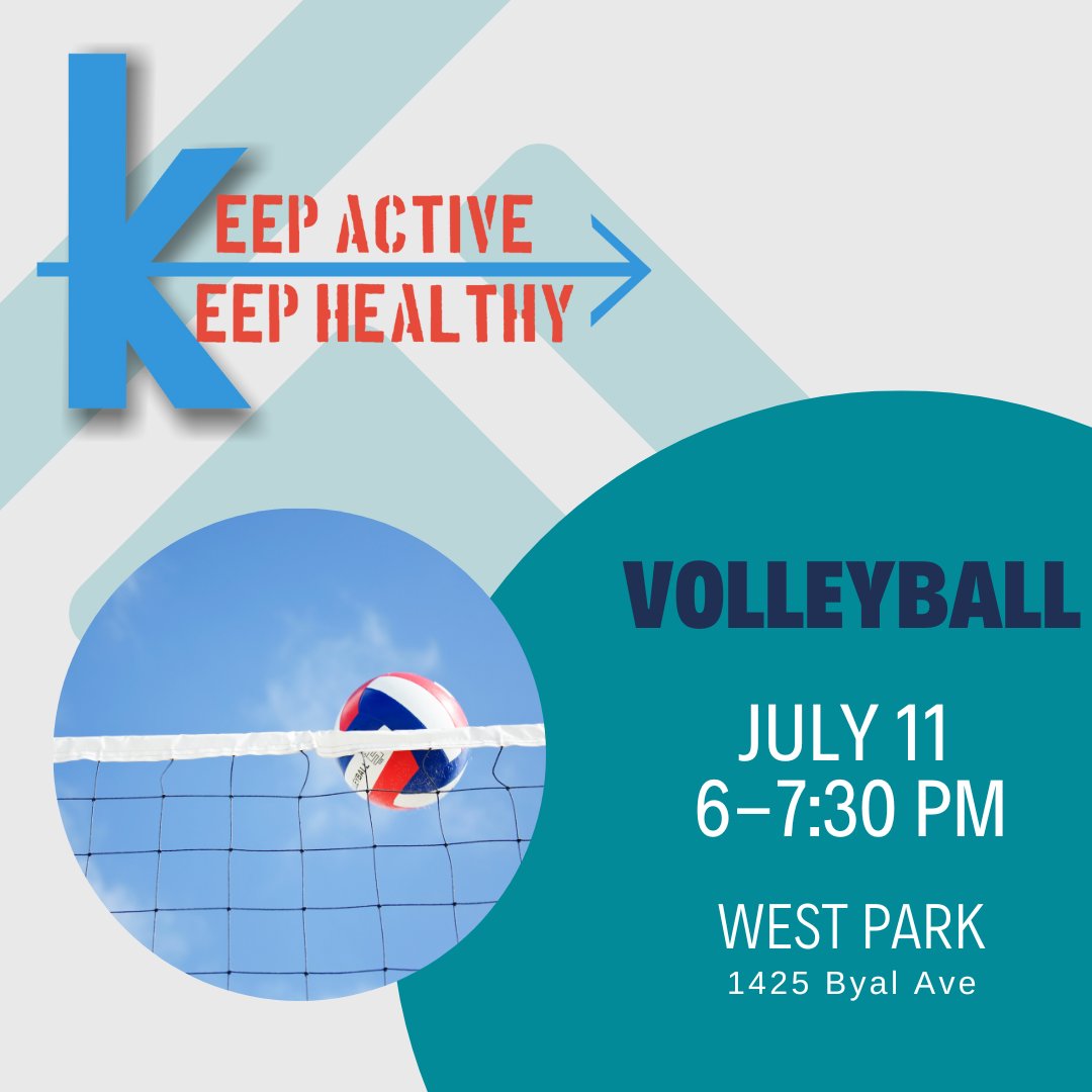 FindlayRec's tweet image. Mark your calendars for our next Keep Active Keep Healthy activity! We will be playing volleyball at West Park from 6-7:30 pm on Tuesday July 11.