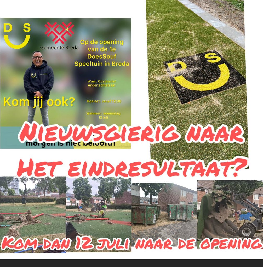doessouf's tweet image. De opening zal plaatsvinden op 12 juli 2023 om 13:00 uur; DoesSouf speeltuin, Oostmallestraat, Breda.

Delen = lief!
#doessouf #SCA2 #kleingeluk #glimlach