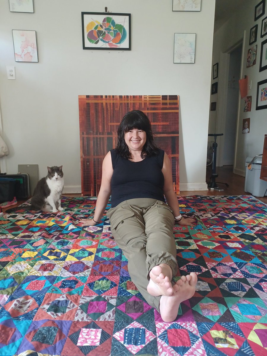 Dissertation stress quilt is DONE, along with the dissertation, which is now available through the UVA system.  Weirdly, it has almost the same number of squares as the diss had pages...