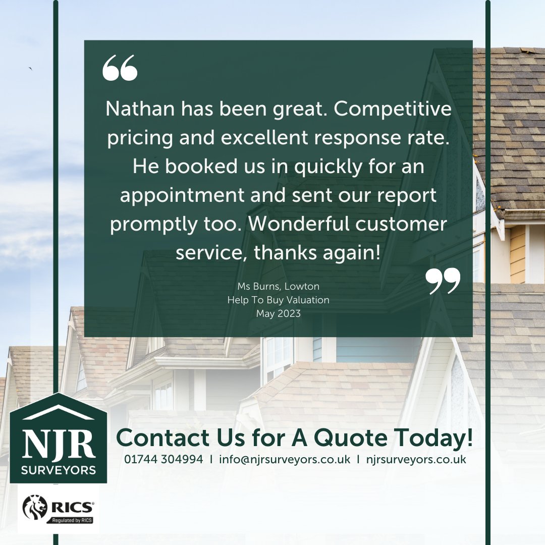 What a lovely way to end the week with some kind words from our clients! Need help with a survey or valuation? Get in touch now for your free no obligation quote njrsurveyors.co.uk/contact

#njrsurveyors #survey #valuation #propertyexperts
