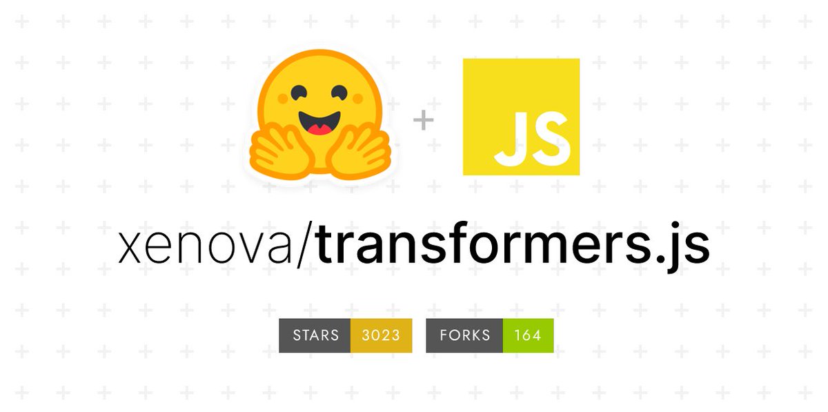 xenovacom's tweet image. Transformers.js just hit 3000 stars on GitHub! 🤯 The #WebML community is growing so fast, and I&apos;m proud to be a part of it! 🤗

If you ever plan on adding in-browser machine-learning functionality to your website or web-app, check out the project: github.com/xenova/transfo…