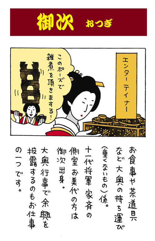 前に描いた大奥豆知識カードその2です
参考図書:「図説 大奥の世界」(河出書房新書)
「将軍と大奥」(小学館)山本博文
参考テレビ番組:「歴史秘話ヒストリア」「よみがえる江戸城」