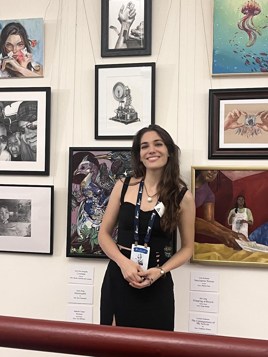 PineCrestArts's tweet image. #PCUpperSchool student Mira Sarigollu #PC2024, her parents, and #PCVisualArts instructor Nino Liguori traveled to Washington, D.C. to view Mira’s artwork in the U.S. Capitol&apos;s Cannon Tunnel where it will be displayed for one year. Read more: pinecrest.edu/news/2023-05-0… #PCInspired