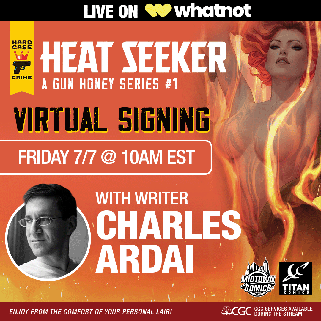MidtownComics's tweet photo. Join us on 📱#Whatnot TODAY @ 10 AM for a LIVE VIRTUAL signing with writer #CharlesArdai for Heat Seeker: A #GunHoney Series #1 from @ComicsTitan
👉Signing starts at 10 AM; join in here: https://t.co/O5vlpJejKd
#VirtualSigning #CGCsigning #Whatnotsigning #comicbookfan https://t.co/sckIZQnru3