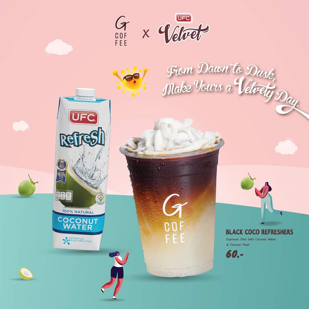 gcoffeebkk's tweet photo. Have a Velvety Day
อร่อยและสุขภาพดีไปกับ UFC Velvet และ G Coffee
🥥Black Coco Refreshers : กาแฟน้ำมะพร้าว
🥥Coco Sweet Velvet : เครื่องดื่มน้ำนมมะพร้าว และะไซรัปใบเตย
🥥Refreshing Coco : น้ำมะพร้าว พร้อมเนื้อมะพร้าวและวุ้นมะพร้าวน้ำหอม
#UFC #gcoffeebkk #gcoffee #ufcvelvet https://t.co/nmmssK9wGv