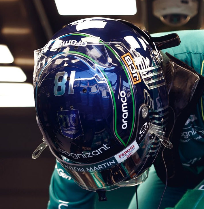 F1HLM's tweet image. Helmet design of Lance Stroll for the #BritishGP 
🎨 Mark Antar Designs / Danieldesigns Italy  

#ls18 #stroll #astonmartin #f1 #formula1 #motorsport #helmet