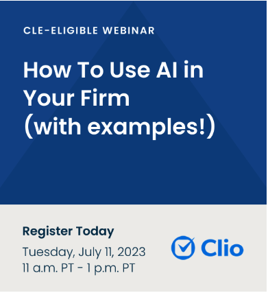 WiseTimeData's tweet image. Learn how you can utilise AI in your law firm today while earning CLE credits. 

Register for Clio&apos;s webinar now: clio.com/events/webinar…