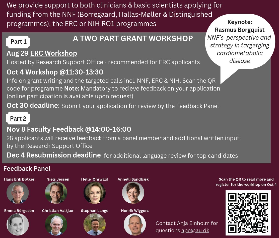 📢Calling all mid- to senior-level PIs in cardiovascular & metabolic research! Join our fall workshop series for grant application support ✍️📄 rb.gy/29mmx #ResearchFunding #GrantWorkshop @BorgesonLab