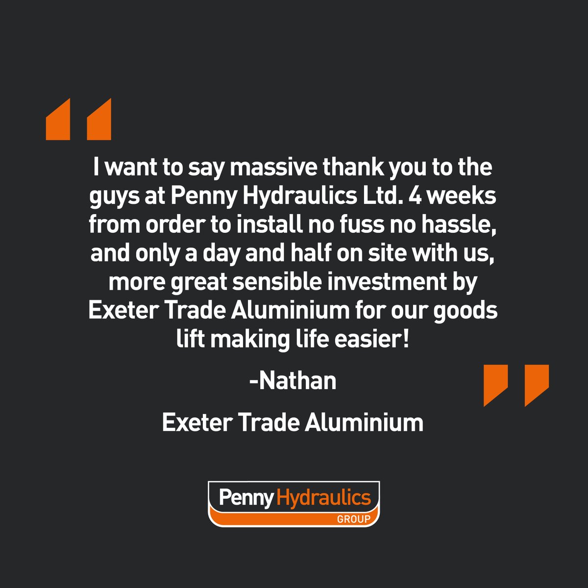 A fantastic review from Nathan at Exeter Trade Aluminium describing their experience of a newly installed Goodslift.⭐️ 

Have you worked with us? Leave us a review on Trustpilot: zurl.co/IBF4

#PennyHydraulics #ExeterTradeAluminium #Goodslift #Investment #Trustpilot