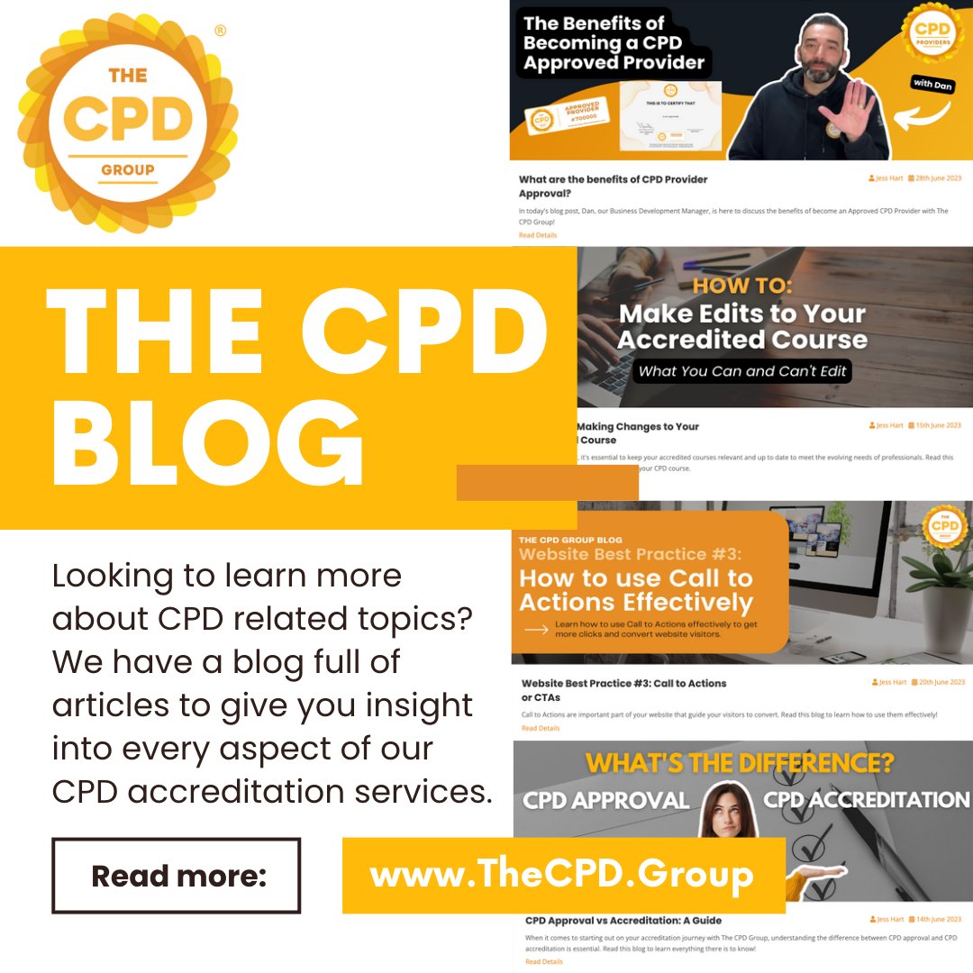 CPDAccGroup's tweet photo. Go read our newest blog post and learn everything you need to become a CPD Provider!👏 #CPD #education #blog #blogs #cpdtips #blogwriting #cpdblog #cpduk #learning #onlinelearning #learningonline #cpdtraining #cpdlearning https://t.co/sH4C3uaHH5
