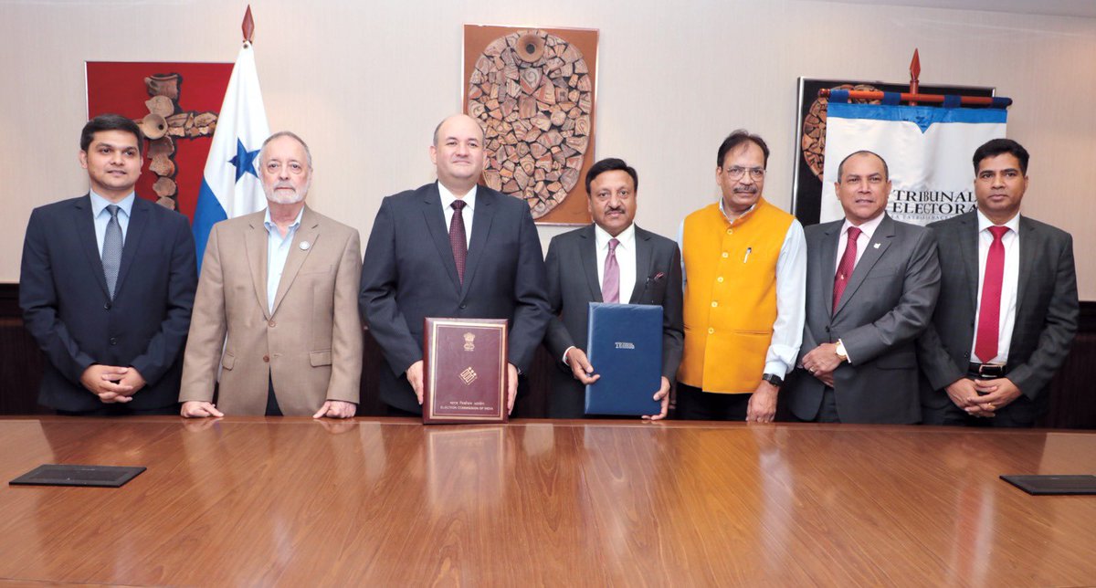Spokesperson ECI (@spokespersoneci) on Twitter photo #ECI Expands Electoral Collaboration. CEC <a href="/rajivkumarec/">Rajiv kumar</a> & Presiding Magistrate, Electoral Tribunal of Panama, Mr. Alfredo Juncá Wendehake signs MoU on ‘Electoral cooperation’ at Panama city. Mr. Eduardo & Mr Luis, the vice presidential magistrate’s <a href="/tepanama/">Tribunal Electoral</a> were also present. #ECI Expands Electoral Collaboration. CEC <a href="/rajivkumarec/">Rajiv kumar</a> & Presiding Magistrate, Electoral Tribunal of Panama, Mr. Alfredo Juncá Wendehake signs MoU on ‘Electoral cooperation’ at Panama city. Mr. Eduardo & Mr Luis, the vice presidential magistrate’s <a href="/tepanama/">Tribunal Electoral</a> were also present.