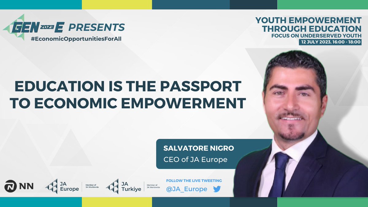 Our session "Youth Empowerment through Education" is ready to take place at #Gen_E 2023
Education is the passport to economic empowerment, and together, we will break down barriers and provide quality education for underserved youth.
#EconomicOpportunitiesForAll <a href="/salvatorenigro/">Salvatore Nigro @salvatorenigroofficial</a>