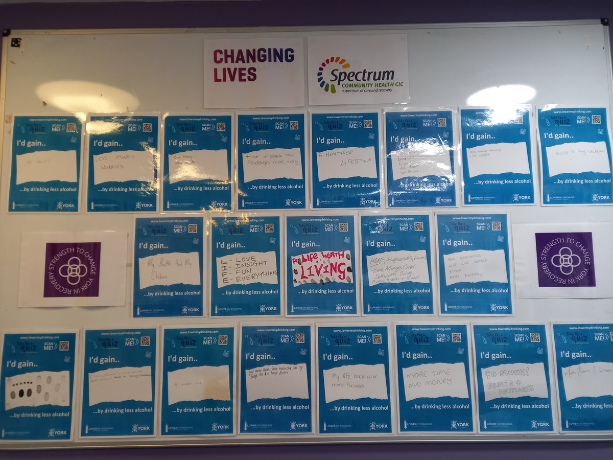 ChangingLives__'s tweet photo. In York, we have been working alongside @YORKinRECOVERY @SpectrumCIC and @CYCHealthtrain as part of #AlcoholAwarenessWeek to pose the question, 'What can you gain from drinking less alcohol?' in line with the theme of raising awareness around the cost involved with alcohol. https://t.co/mcQXtxzjyS