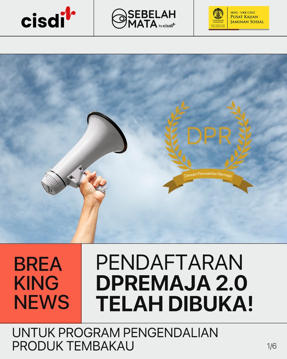 CISDI_ID's tweet photo. DPRemaja 2.0 kembali hadir!

Kamu bagian dari kaum muda dan tertarik untuk menciptakan perubahan dan penguatan kebijakan pengendalian tembakau?

Yuk ikutan DPRemaja 2.0. 
#CISDI #PengendalianTembakau #DPRemaja https://t.co/evGEyhNR4S