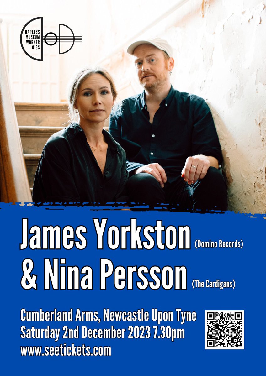 Very much looking forward to welcoming @jamesyorkston & @theninapersson to @thecumby in Newcastle on 2nd December! Tickets available here: seetickets.com/event/james-yo…