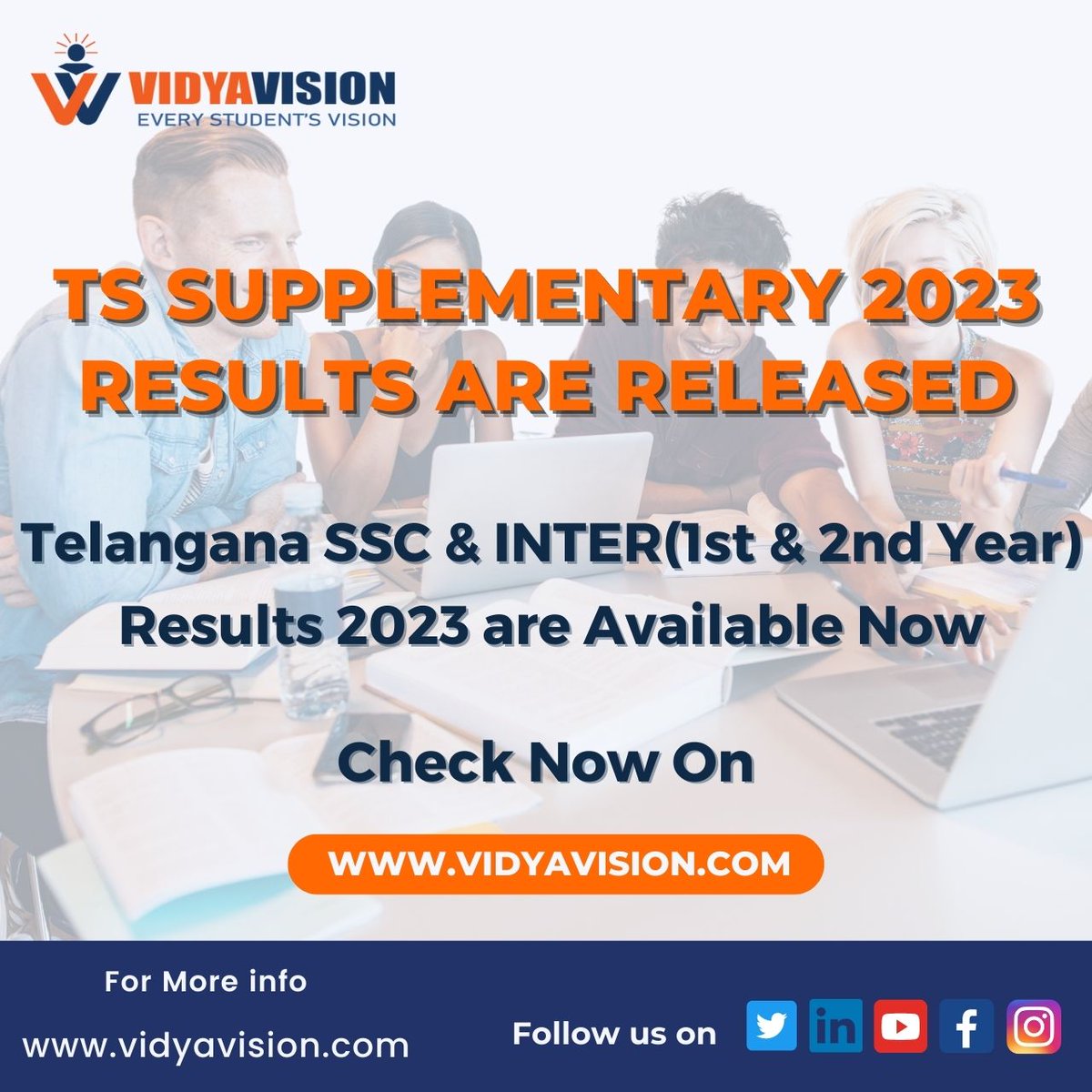 vidyavision_com's tweet photo. Hi Students, Telangana SSC and Inter (1st & 2nd ) Year Supplementary Results are RELEASED.
Visit https://t.co/26OUB5vHzP to check your results
#tsssc #tsintermediate #tsinterresults #intermediate #results #vidyavision #examresults #vidyavisionresults https://t.co/RJIIHMcNWM