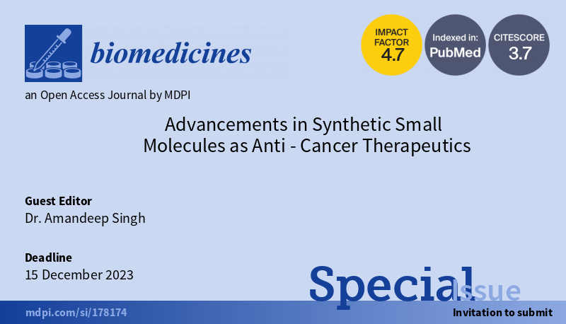 Meganlee_mdpi's tweet photo. This July, I have one new special issue open for #submission till 15 December 2023.  You may submit your papers here: https://t.co/Np2BxKPp73

#smallmolecules #callforpaper #openforsubmission #MDPI #biomedicines #openaccess #cancerresearch #anticancer #research #biomedical https://t.co/uRzlY7TkOO