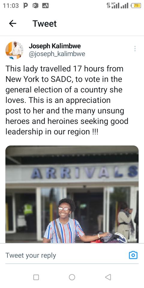 williamzambezi's tweet photo. #VotingIsLife
She flew 17 hours so that she cast her vote, don't ask about REFORMS when you fail to vote wisely on 20 FREE August 20 20 FREE. https://t.co/CbbqFIp2Hy
