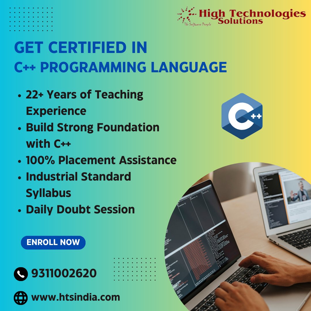 htsindiakalkaji's tweet image. Take your programming skills to the next level with our comprehensive C++ course! Boost your career prospects and unleash your coding potential! Enroll today!
Website: htsindia.com/Courses/modula…
Contact No. 9311002620
#Cplusplus #ProgrammingCourse #CodingSkills #CplusplusCourse