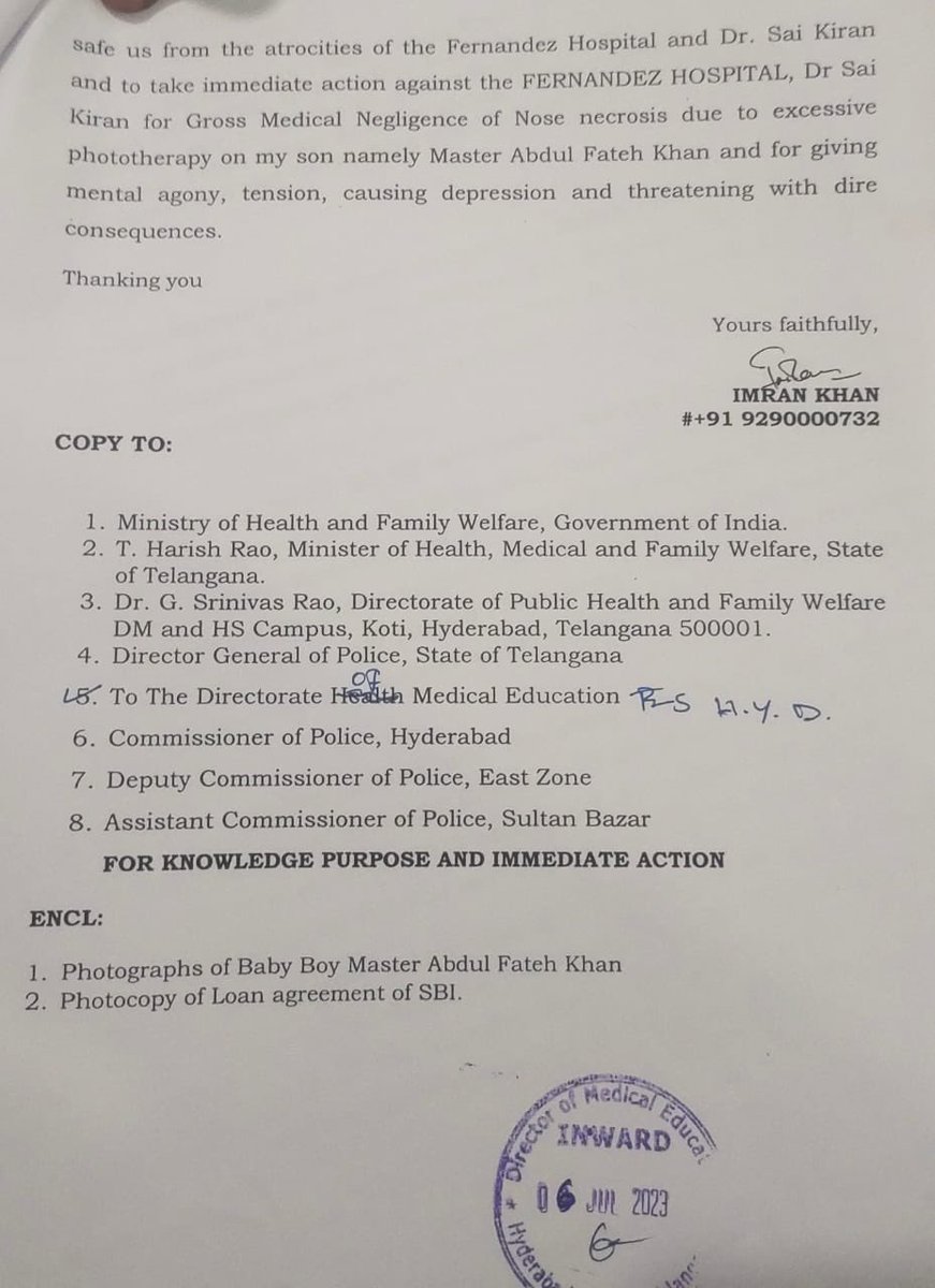 MIMshahbaz's tweet photo. No action taken against Fernandez hospital for gross medical negligence of a infant
Name fateh khan support this kid  @BRSHarish @KTRoffice @asadowaisi @IMAIndiaOrg @MoHFW_INDIA @CPHydCity @TelanganaCMO @DCPCZHyd https://t.co/UtqYJBG8pE