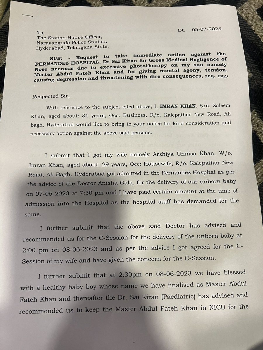 MIMshahbaz's tweet photo. No action taken against Fernandez hospital for gross medical negligence of a infant
Name fateh khan support this kid  @BRSHarish @KTRoffice @asadowaisi @IMAIndiaOrg @MoHFW_INDIA @CPHydCity @TelanganaCMO @DCPCZHyd https://t.co/UtqYJBG8pE