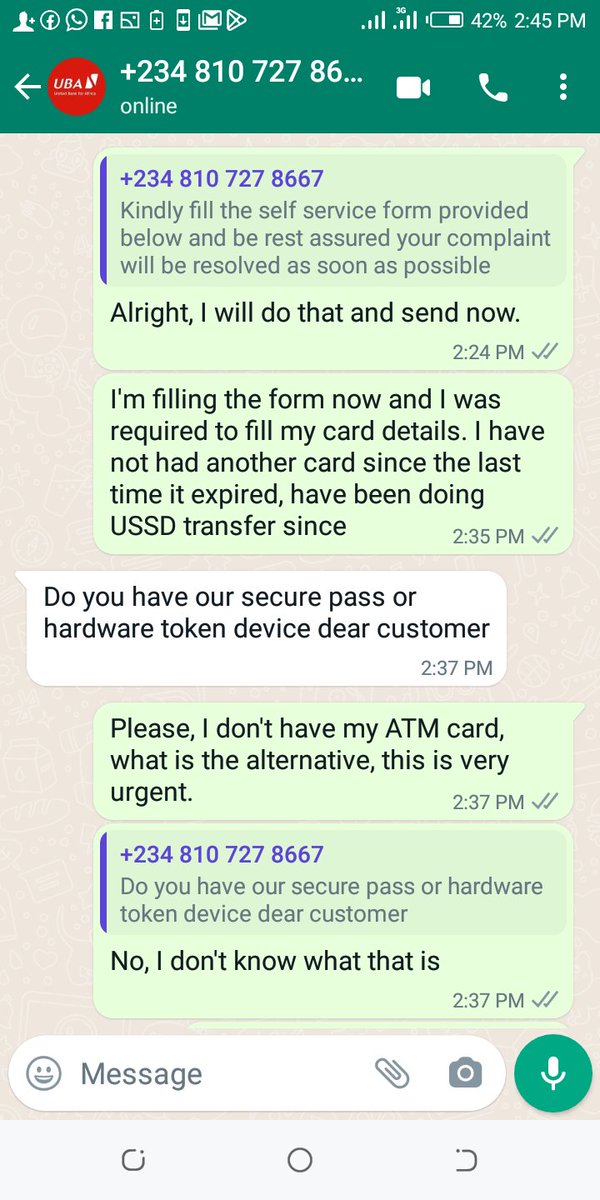 Angelo4Chris's tweet photo. @UBAGroup @UBAGroup 
I made a complain here two days ago about how my money has not been reverted since 2nd of July,2023. I was redirected to a customer service,we chat to an extent and he went mute, and kept declining my audio calls. I urgently need to use my money please do something. https://t.co/FMHmt78pvG