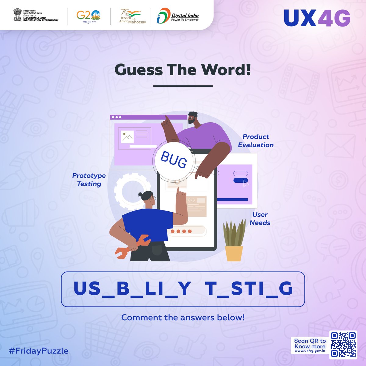ux_4g's tweet photo. #hint- UX Research method to evaluate, gather feedback, and enhance product effectiveness.
Comment the answer below!
#UX4G #DigitalIndia #fridaypuzzle #puzzleoftheweek #uiux #progressivegovernment #govtofindia https://t.co/VvsfCiDwvr