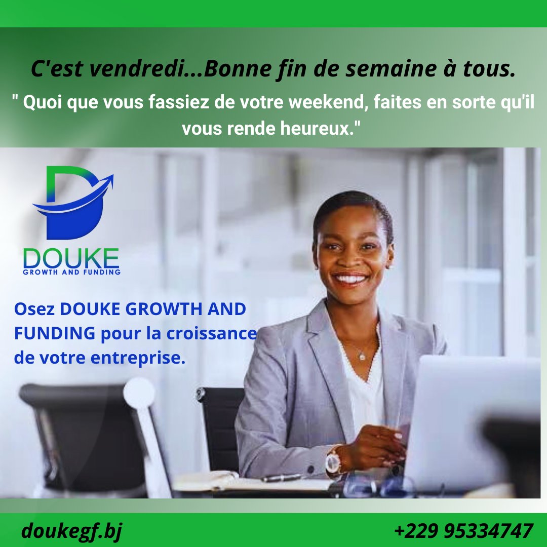 Doukegf's tweet photo. Quoi que vous fassiez de votre #weekend, faites en sorte qu'il vous rende #heureux. ''

C'est donc vendredi et le weekend s'annonce. 🙂 Nous vous souhaitons une bonne journée de #travail et un bon début de weekend. 

@celtiisbj @ccibenin @IrinaVIEYRA @IREXintl @SemeCity 
#wasexo https://t.co/XXB3k8VXv4