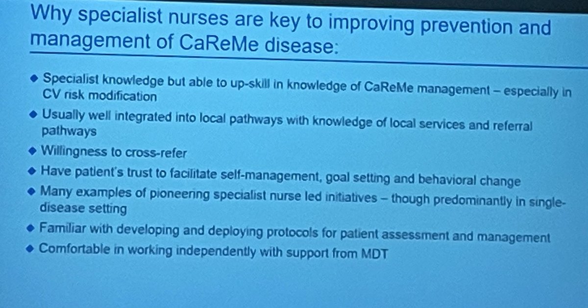 Nice summary of the benefits of specialist nurse care in the management of CaReMe disease #CNSvalue @alisonleary1