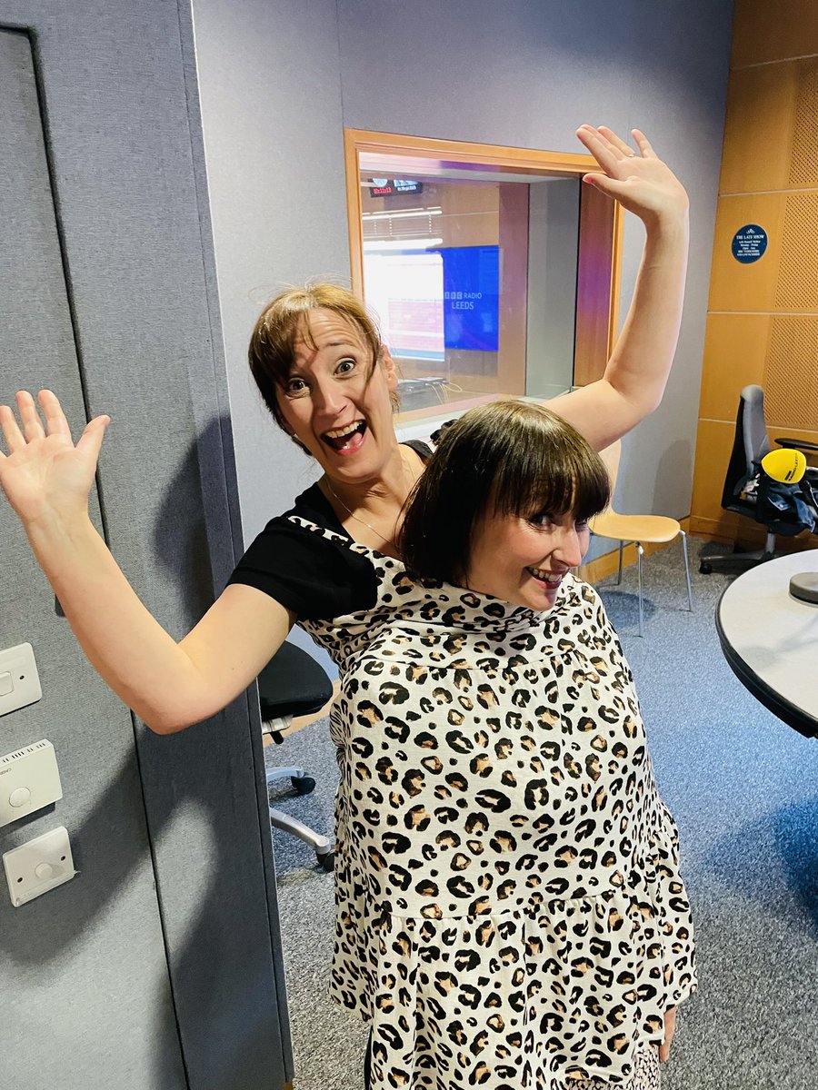 BBCLeeds's tweet image. “You could fit another person in there…” OK then! Gayle Lofthouse with producer Emma in her roomy dress!