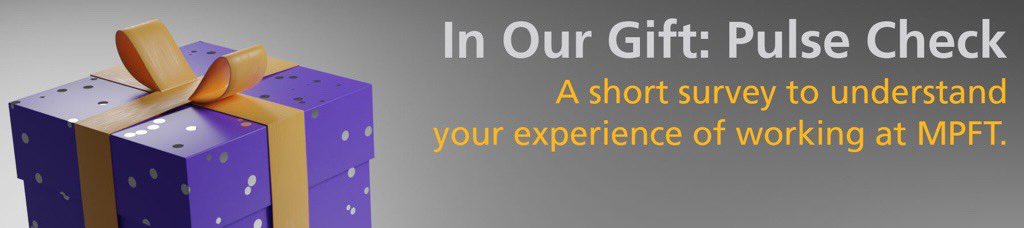 MPFTodl's tweet photo. Team @mpftnhs the In Our Gift July pulse check is now live &amp; we want to hear from you! The survey takes a few minutes to complete &amp; is anonymous. It helps to inform us how we support you (closes 31st July)
As always thank you for taking the time 💙
https://t.co/4UIOBAmaQs https://t.co/adv6htrpWf