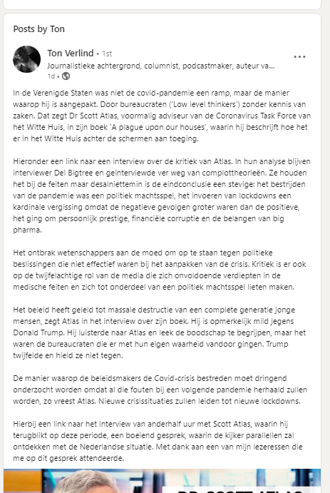martijntjesmits's tweet photo. Waarom kan oud-journalist het wél zeggen? "ontbrak wetenschappers aan moed op te staan tegen politieke beslissingen die niet effectief waren. Kritiek ook op rol media die zich onvoldoende verdiepten in de medische feiten en zich tot onderdeel ve politiek machtsspel lieten maken" https://t.co/VEZN5wehVg